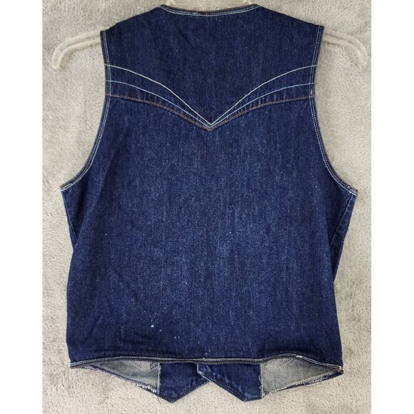 L' Avion Vest Womens Large Denim Button Up Western Embroidered Stars 90s Vintage - Picture 2 of 10